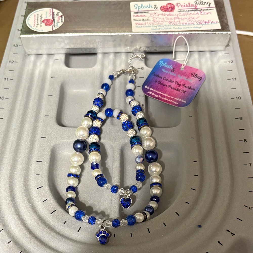 Handmade Dog Necklace and Matching Owner Bracelet